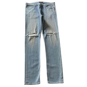 ORO Los Angeles Jeans Made in USA Light Wash Distressed Denim Stretch Slim Fit